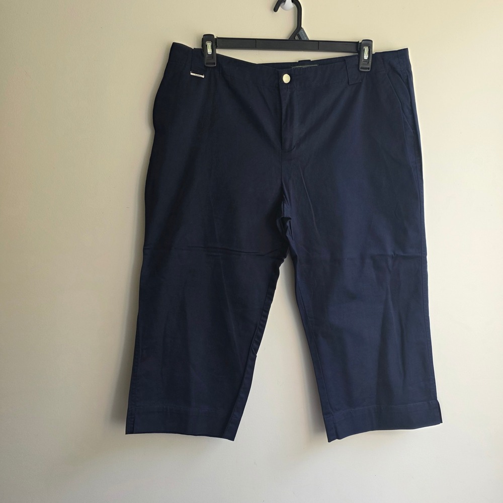 Lauren Ralph Lauren Active Navy Blue Capri Pants Women 16W Stretch Cropped Chino